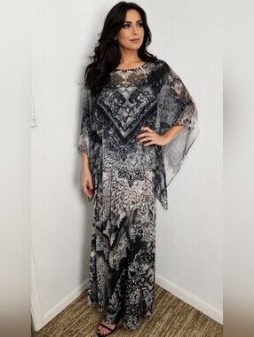 Style & Co. Sleeveless Black & White Print Maxi-Dress, Flowy Top over it, Sz L